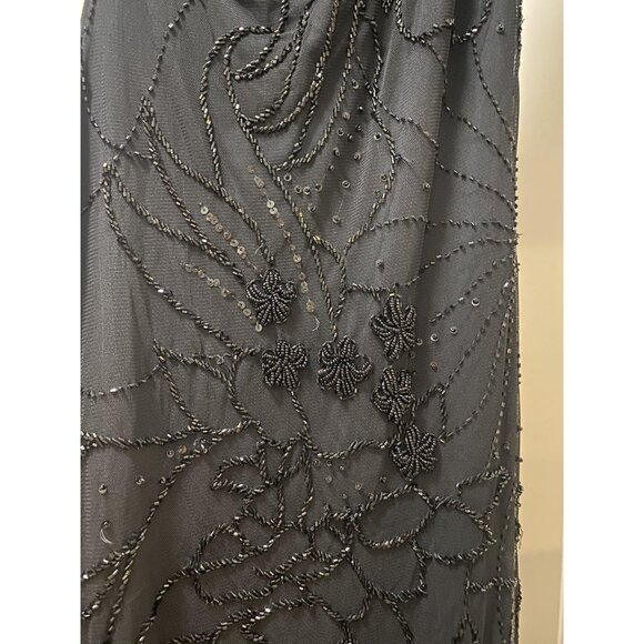 Cache Vintage Dress Womens Medium Black Beaded One Shoulder Asymmetrical Formal - Picture 6 of 7